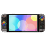 eXtremeRate Clear Black Custom Full Set Shell for Nintendo Switch OLED, DIY Replacement Console Back Plate & Kickstand, NS Joycon Handheld Controller Housing with Colorful Buttons for Nintendo Switch OLED - QNSOM5005