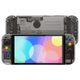 eXtremeRate Clear Black Custom Full Set Shell for Nintendo Switch OLED, DIY Replacement Console Back Plate & Kickstand, NS Joycon Handheld Controller Housing with Colorful Buttons for Nintendo Switch OLED - QNSOM5005