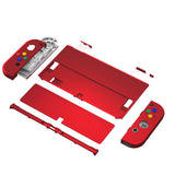 eXtremeRate Vampire Red Soft Touch Full Set Shell for Nintendo Switch OLED, Replacement Console Back Plate & Metal Kickstand, NS Joycon Handheld Controller Housing & Buttons for Nintendo Switch OLED - QNSOP3004