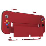 eXtremeRate Vampire Red Soft Touch Full Set Shell for Nintendo Switch OLED, Replacement Console Back Plate & Metal Kickstand, NS Joycon Handheld Controller Housing & Buttons for Nintendo Switch OLED - QNSOP3004