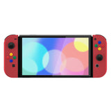 eXtremeRate Vampire Red Soft Touch Full Set Shell for Nintendo Switch OLED, Replacement Console Back Plate & Metal Kickstand, NS Joycon Handheld Controller Housing & Buttons for Nintendo Switch OLED - QNSOP3004