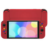 eXtremeRate Vampire Red Soft Touch Full Set Shell for Nintendo Switch OLED, Replacement Console Back Plate & Metal Kickstand, NS Joycon Handheld Controller Housing & Buttons for Nintendo Switch OLED - QNSOP3004