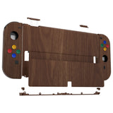 eXtremeRate Wood Grain Soft Touch Full Set Shell for Nintendo Switch OLED, Replacement Console Back Plate & Metal Kickstand, NS Joycon Handheld Controller Housing & Buttons for Nintendo Switch OLED - QNSOS2001