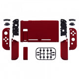 eXtremeRate Soft Touch Grip Red Handheld Console Back Plate, Joycon Handheld Controller Housing Shell With Full Set Buttons DIY Replacement Part for NS Switch - QP302
