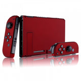 eXtremeRate Soft Touch Grip Red Handheld Console Back Plate, Joycon Handheld Controller Housing Shell With Full Set Buttons DIY Replacement Part for NS Switch - QP302