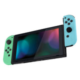 eXtremeRate White Back Plate for NS Switch Console, NS Joycon Handheld Controller Mint Green & Heaven Blue Housing with Full Set Buttons, DIY Replacement Shell for NS Switch - QP312