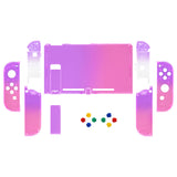 eXtremeRate Clear Atomic Purple Rose Red Back Plate for NS Switch Console, NS Joycon Handheld Controller Housing with Full Set Buttons, DIY Replacement Shell for Nintendo Switch - QP343