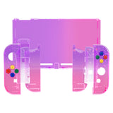 eXtremeRate Clear Atomic Purple Rose Red Back Plate for NS Switch Console, NS Joycon Handheld Controller Housing with Full Set Buttons, DIY Replacement Shell for Nintendo Switch - QP343