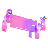 eXtremeRate Clear Atomic Purple Rose Red Back Plate for NS Switch Console, NS Joycon Handheld Controller Housing with Full Set Buttons, DIY Replacement Shell for Nintendo Switch - QP343