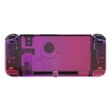 eXtremeRate Clear Atomic Purple Rose Red Back Plate for NS Switch Console, NS Joycon Handheld Controller Housing with Full Set Buttons, DIY Replacement Shell for Nintendo Switch - QP343