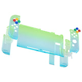 eXtremeRate Gradient Translucent Green Blue Back Plate for NS Switch Console, NS Joycon Handheld Controller Housing with Full Set Buttons, DIY Replacement Shell for Nintendo Switch - QP344