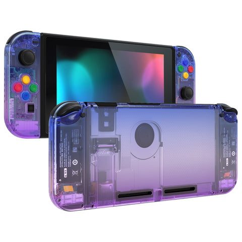 eXtremeRate Gradient Translucent Bluebell Back Plate for NS Switch Console, NS Joycon Handheld Controller Housing with Full Set Buttons, DIY Replacement Shell for Nintendo Switch - QP345