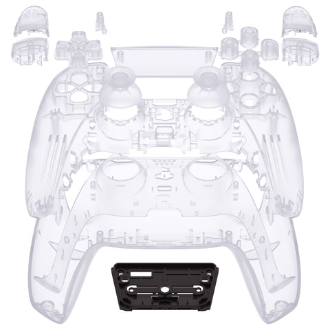 eXtremeRate Full Set Housing Shell with Buttons Touchpad Cover, Clear Custom Replacement Decorative Trim Shell Front Back Plates Compatible with ps5 Controller BDM-010 BDM-020 - Controller NOT Included - QPFM5001G2