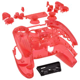 eXtremeRate Full Set Housing Shell with Buttons Touchpad Cover, Clear Red Custom Replacement Decorative Trim Shell Front Back Plates Compatible with ps5 Controller BDM-010 BDM-020 - Controller NOT Included - QPFM5002G2