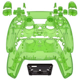 eXtremeRate Full Set Housing Shell with Buttons Touchpad Cover, Clear Green Custom Replacement Decorative Trim Shell Front Back Plates Compatible with ps5 Controller BDM-010 BDM-020 - Controller NOT Included - QPFM5003G2