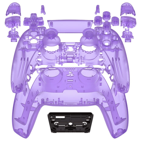 eXtremeRate Full Set Housing Shell with Buttons Touchpad Cover, Clear Atomic Purple Custom Replacement Decorative Trim Shell Front Back Plates Compatible with ps5 Controller BDM-010 BDM-020 - Controller NOT Included - QPFM5005G2