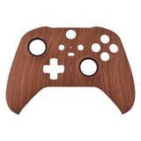 eXtremeRate Wood Grain Patterned Faceplate Cover, Soft Touch Front Housing Shell Case Replacement Kit for Xbox One Elite Series 2 Controller Model 1797 and Core Model 1797 and Core Model 1797 - Thumbstick Accent Rings Included - ELS201