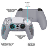 PlayVital Knight Edition Metallic Gray & Dark Gray Two Tone Anti-Slip Silicone Cover Skin for Playstation 5 Controller, Soft Rubber Case for PS5 Controller with Thumb Grip Caps - QSPF011