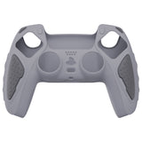 PlayVital Knight Edition Metallic Gray & Dark Gray Two Tone Anti-Slip Silicone Cover Skin for Playstation 5 Controller, Soft Rubber Case for PS5 Controller with Thumb Grip Caps - QSPF011