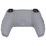 PlayVital Knight Edition Metallic Gray & Dark Gray Two Tone Anti-Slip Silicone Cover Skin for Playstation 5 Controller, Soft Rubber Case for PS5 Controller with Thumb Grip Caps - QSPF011