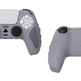 PlayVital Knight Edition Metallic Gray & Dark Gray Two Tone Anti-Slip Silicone Cover Skin for Playstation 5 Controller, Soft Rubber Case for PS5 Controller with Thumb Grip Caps - QSPF011