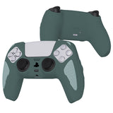 PlayVital Knight Edition Templeton Gray & Jade Grey Two Tone Anti-Slip Silicone Cover Skin for Playstation 5 Controller, Soft Rubber Case for PS5 Controller with Thumb Grip Caps - QSPF012