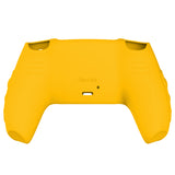 PlayVital Knight Edition Caution Yellow & Graphite Gray Two Tone Anti-Slip Silicone Cover Skin for Playstation 5 Controller, Soft Rubber Case for PS5 Controller with Thumb Grip Caps - QSPF014