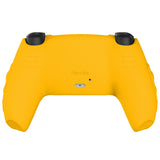 PlayVital Knight Edition Caution Yellow & Graphite Gray Two Tone Anti-Slip Silicone Cover Skin for Playstation 5 Controller, Soft Rubber Case for PS5 Controller with Thumb Grip Caps - QSPF014