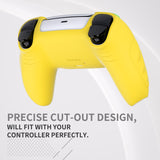 PlayVital Knight Edition Legend Yellow & Green Two Tone Anti-Slip Silicone Cover Skin for ps5 Controller, Soft Rubber Case for ps5 Wireless Controller with Thumb Grip Caps - QSPF016