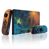 eXtremeRate Soft Touch Grip Gold Star Universe Back Plate for Nintendo Switch Console, NS Joycon Handheld Controller Housing with Full Set Buttons, DIY Replacement Shell for Nintendo Switch - QT102