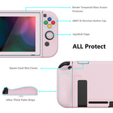 PlayVital ZealProtect Soft Protective Case for Nintendo Switch, Flexible Cover Protector for Nintendo Switch with Tempered Glass Screen Protector & Thumb Grip Caps & ABXY Direction Button Caps - Cherry Blossoms Pink - RNSYM5002