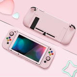 PlayVital ZealProtect Soft Protective Case for Nintendo Switch, Flexible Cover Protector for Nintendo Switch with Tempered Glass Screen Protector & Thumb Grip Caps & ABXY Direction Button Caps - Cherry Blossoms Pink - RNSYM5002