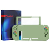 PlayVital ZealProtect Soft Protective Case for Nintendo Switch, Flexible Cover Protector for Nintendo Switch with Tempered Glass Screen Protector & Thumb Grip Caps & ABXY Direction Button Caps - Matcha Green - RNSYM5006