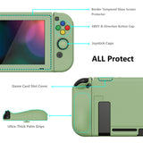 PlayVital ZealProtect Soft Protective Case for Nintendo Switch, Flexible Cover Protector for Nintendo Switch with Tempered Glass Screen Protector & Thumb Grip Caps & ABXY Direction Button Caps - Matcha Green - RNSYM5006