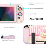 PlayVital ZealProtect Soft Protective Case for Nintendo Switch, Flexible Cover Protector for Nintendo Switch with Tempered Glass Screen Protector & Thumb Grip Caps & ABXY Direction Button Caps - Rose Cake - RNSYV6006