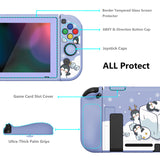 PlayVital ZealProtect Soft Protective Case for Nintendo Switch, Flexible Cover Protector for Nintendo Switch with Tempered Glass Screen Protector & Thumb Grip Caps & ABXY Direction Button Caps - ICY Cube Penguin - RNSYV6011