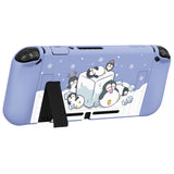 PlayVital ZealProtect Soft Protective Case for Nintendo Switch, Flexible Cover Protector for Nintendo Switch with Tempered Glass Screen Protector & Thumb Grip Caps & ABXY Direction Button Caps - ICY Cube Penguin - RNSYV6011