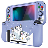 PlayVital ZealProtect Soft Protective Case for Nintendo Switch, Flexible Cover Protector for Nintendo Switch with Tempered Glass Screen Protector & Thumb Grip Caps & ABXY Direction Button Caps - ICY Cube Penguin - RNSYV6011