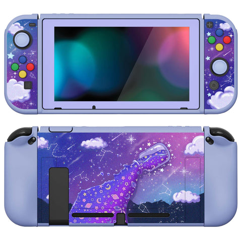 PlayVital ZealProtect Soft Protective Case for Nintendo Switch, Flexible Cover Protector for Nintendo Switch with Tempered Glass Screen Protector & Thumb Grip Caps & ABXY Direction Button Caps - Pouring Starry - RNSYV6012