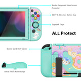 PlayVital ZealProtect Soft Protective Case for Nintendo Switch, Flexible Cover Protector for Nintendo Switch with Tempered Glass Screen Protector & Thumb Grip Caps & ABXY Direction Button Caps - Donut Odyssey - RNSYV6013