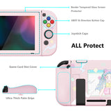 PlayVital ZealProtect Soft Protective Case for Nintendo Switch, Flexible Cover Protector for Nintendo Switch with Tempered Glass Screen Protector & Thumb Grip Caps & ABXY Direction Button Caps - Gaming Girl - RNSYV6021