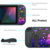 PlayVital ZealProtect Soft Protective Case for Nintendo Switch, Flexible Cover Protector for Nintendo Switch with Tempered Glass Screen Protector & Thumb Grip Caps & ABXY Direction Button Caps - Pixel Moon Night - RNSYV6023