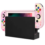 PlayVital ZealProtect Soft Protective Case for Nintendo Switch, Flexible Cover Protector for Nintendo Switch with Tempered Glass Screen Protector & Thumb Grip Caps & ABXY Direction Button Caps - Pinky Jellyfish Heaven - RNSYV6025