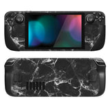 PlayVital Full Set Protective Skin Decal for Steam Deck LCD, Custom Stickers Vinyl Cover for Steam Deck OLED - Black White Marble - SDTM006