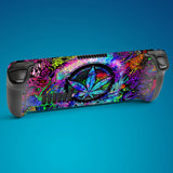 PlayVital Full Set Protective Skin Decal for Steam Deck LCD, Custom Stickers Vinyl Cover for Steam Deck OLED - Psychedelic Leaf - SDTM007