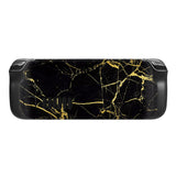 PlayVital Full Set Protective Skin Decal for Steam Deck LCD, Custom Stickers Vinyl Cover for Steam Deck OLED - Black & Gold Marble Effect - SDTM009
