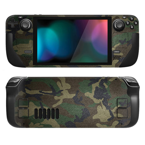 PlayVital Full Set Protective Skin Decal for Steam Deck LCD, Custom Stickers Vinyl Cover for Steam Deck OLED - Army Green Camouflage - SDTM015