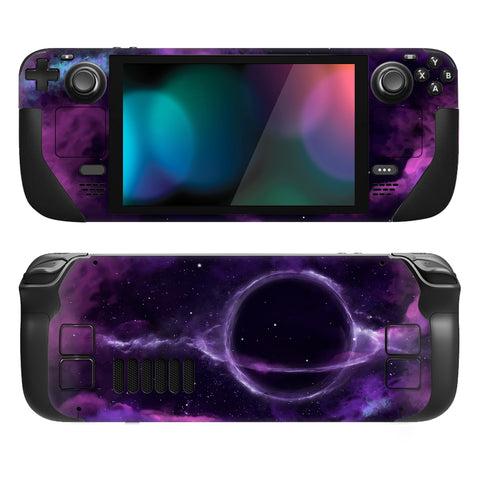 PlayVital Full Set Protective Skin Decal for Steam Deck LCD, Custom Stickers Vinyl Cover for Steam Deck OLED - Purple Deep Space - SDTM020