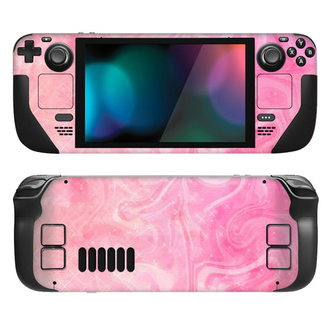 PlayVital Full Set Protective Skin Decal for Steam Deck LCD, Custom Stickers Vinyl Cover for Steam Deck OLED - Psychedelic Pink - SDTM027