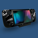 PlayVital Full Set Protective Skin Decal for Steam Deck LCD, Custom Stickers Vinyl Cover for Steam Deck OLED - Black Watercolor Marble - SDTM030